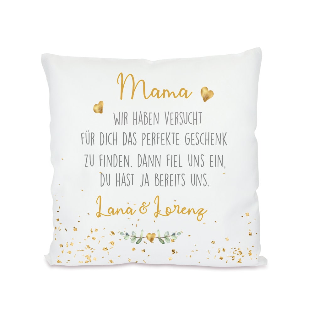 Personalisiertes Kissen mit Spruch "Oma, wir haben versucht..." | Originelles Geschenk für die Oma mit Namen der Enkel | 4 Motivvarianten zur Auswahl