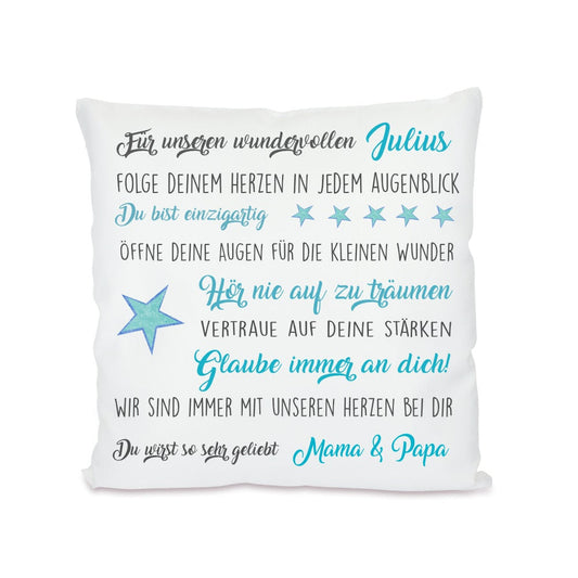Kissen mit tollen Wünschen | Personalisiertes Geschenk u. persönliche Geschenkidee für Jungen, Mädchen u. Teenager | Perfektes Geschenk zur Prüfung, Jugendweihe uvm. | 4 Varianten zur Auswahl