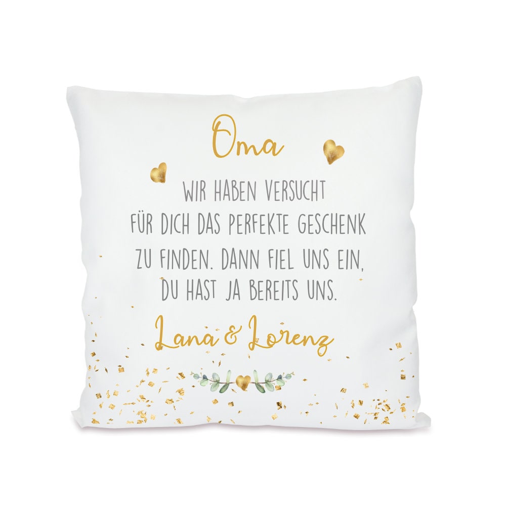 Kissen mit Spruch "Papa, wir haben versucht..." | Personalisiertes Geschenk für Väter mit Namen | 4 Motivvarianten zur Auswahl