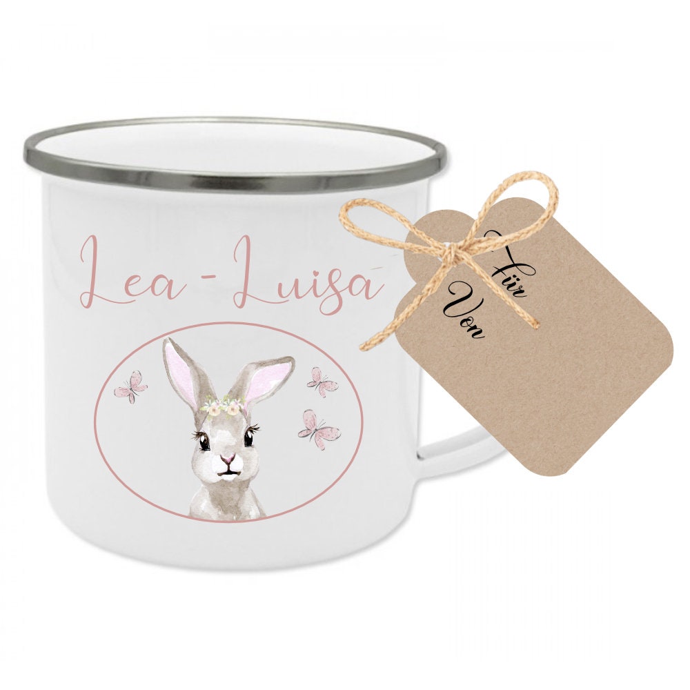 Niedliche Kindertasse mit einem "Schaf" u. dem Namen des Kindes | Originelles Geschenk für Mädchen u. Jungen | 5 Motivvarianten zur Auswahl