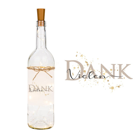 Flaschenlicht "Vielen Dank" | Originelles Geschenk um Danke zu sagen | Kreatives Dankeschöngeschenk | 6 Motivvarianten zur Auswahl