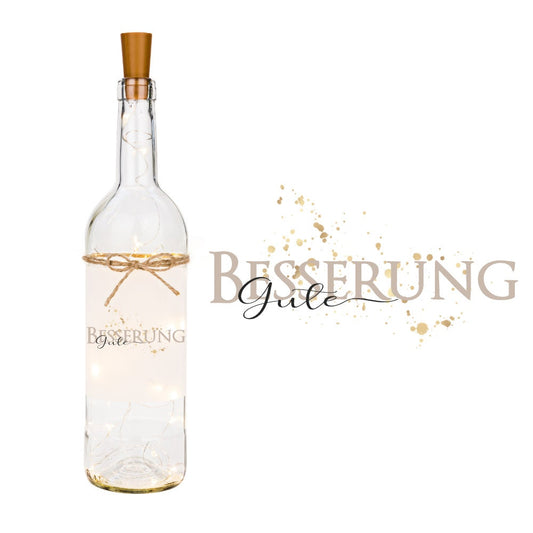 Flaschenlicht "Gute Besserung" | Persönliches Genesungsgeschenk | 6 Motivvarianten zur Auswahl