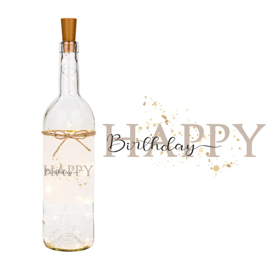 Flaschenlicht "Happy Birthday" | Perfektes Geschenk zum Geburtstag | Schönes Geburtstagsgeschenk für Sie und Ihn | 6 Motivvarianten zur Auswahl
