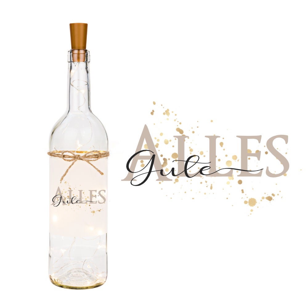 Flaschenlicht "Alles Gute" | Schönes Geschenk zum Geburtstag, zur Jugendweihe u. zur Konfirmation | 6 Motivvarianten zur Auswahl