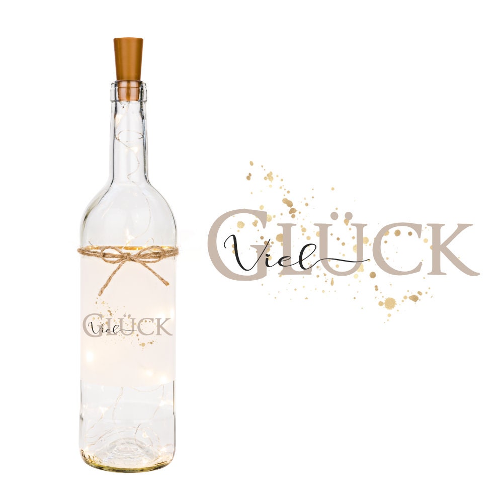 Flaschenlicht "Viel Glück" | Persönliches Geschenk als Glücksbringer | 6 Motivvarianten zur Auswahl