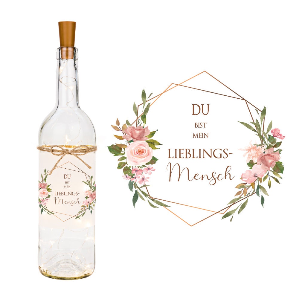 "Lieblingsmama" Leuchtflasche für die Mama | Flaschenlicht mit Schriftzug und Eukalyptus | Besonderes Geschenk für Mütter | 2 Motivvarianten zur Auswahl