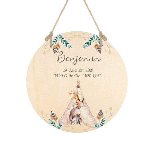 Geburtstafel aus Holz zur Geburt und Taufe mit Namen | Besondere Geschenkidee zur Geburt u. Taufe | Liebevolle Dekoration für das Babyzimmer | 4 Varianten zur Auswahl