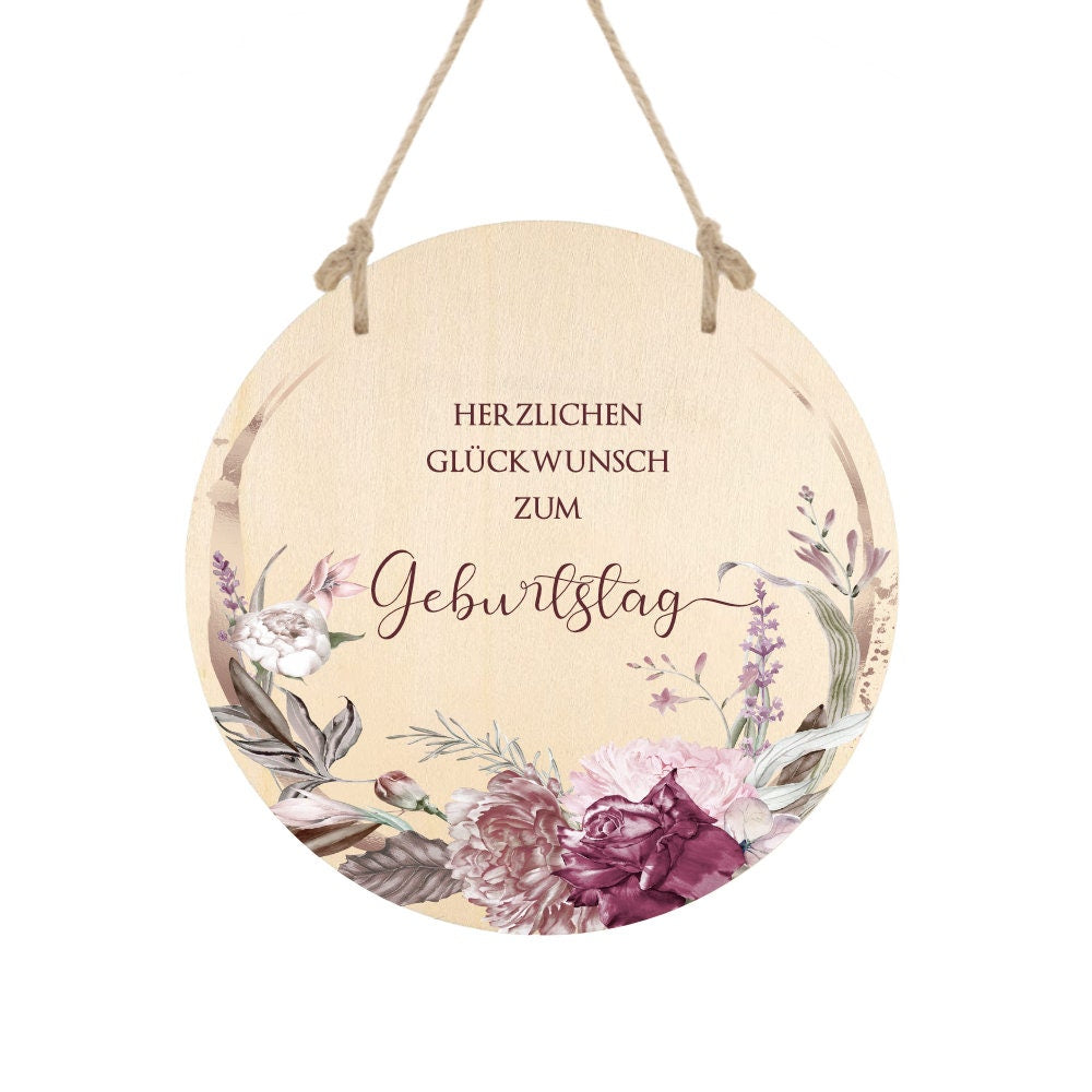 Holzschild "Happy Birthday" | Natürliche Geburtstagsdekoration und originelles Geschenk zum Geburtstag | 3 Motivvarianten zur Auswahl