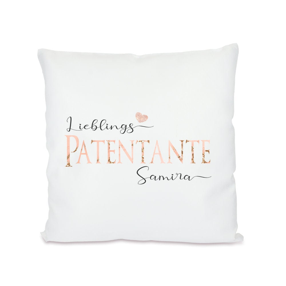 Kissen "Lieblingspatentante" mit Namen | Personalisierte Geschenkidee für die Patentante | 3 Produktvarianten zur Auswahl