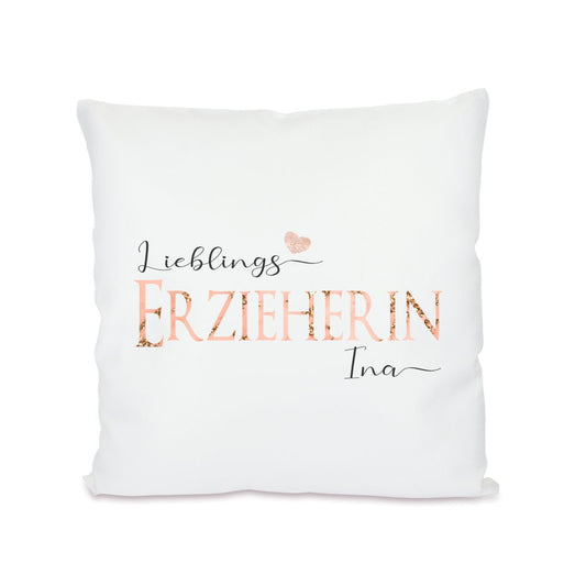 Kissen "Lieblingserzieherin" für die Erzieherin | Personalisiert mit dem Namen | Schönes Geschenk u. perfekte Geschenkidee als Dankeschön und zum Abschied | 3 Produktvarianten zur Auswahl