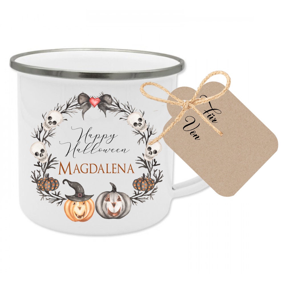 Kissen "Happy Halloween" mit Namen | Originelles Geschenk zu Halloween u. tolle Dekoration | 4 Produktvarianten zur Auswahl