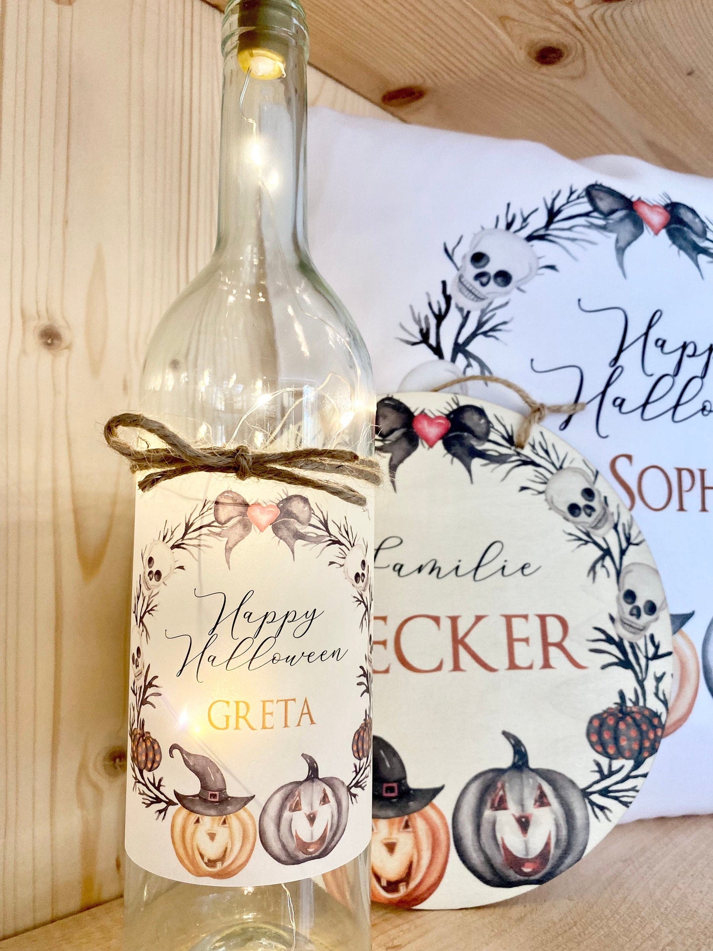 Kissen "Happy Halloween" mit Namen | Originelles Geschenk zu Halloween u. tolle Dekoration | 4 Produktvarianten zur Auswahl