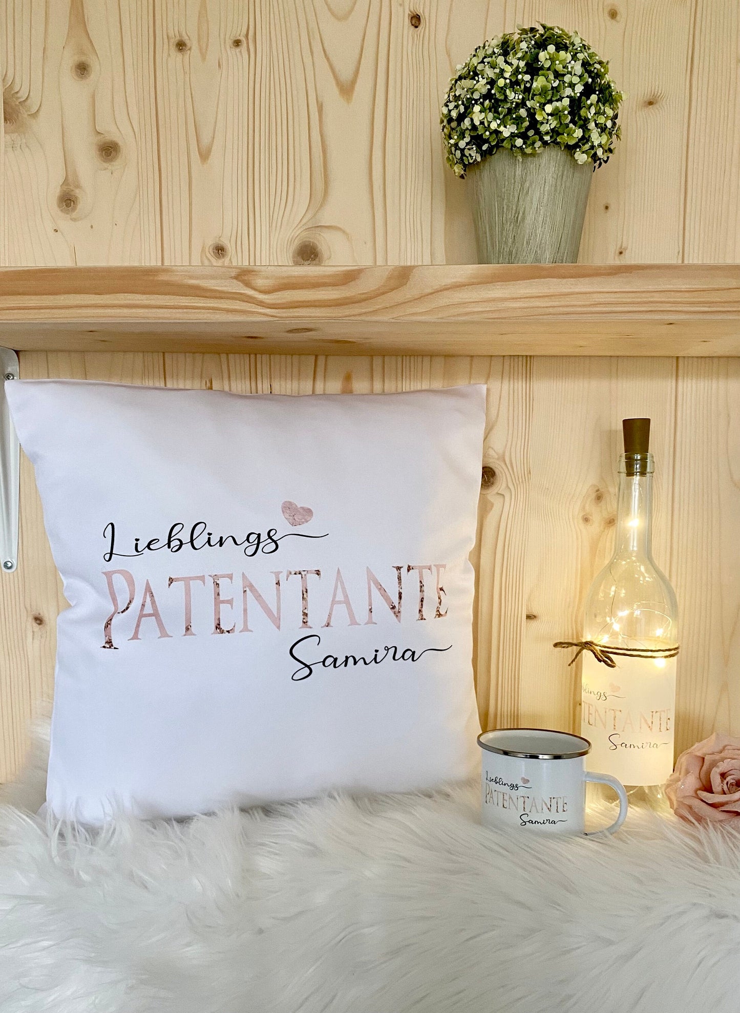Flaschenlicht für die Patentante | Personalisiertes Geschenk mit Namen | 3 Produktvarianten zur Auswahl